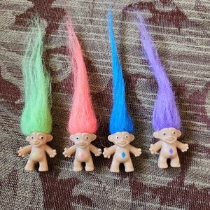 4 Vintage 1980's Troll Dolls Set